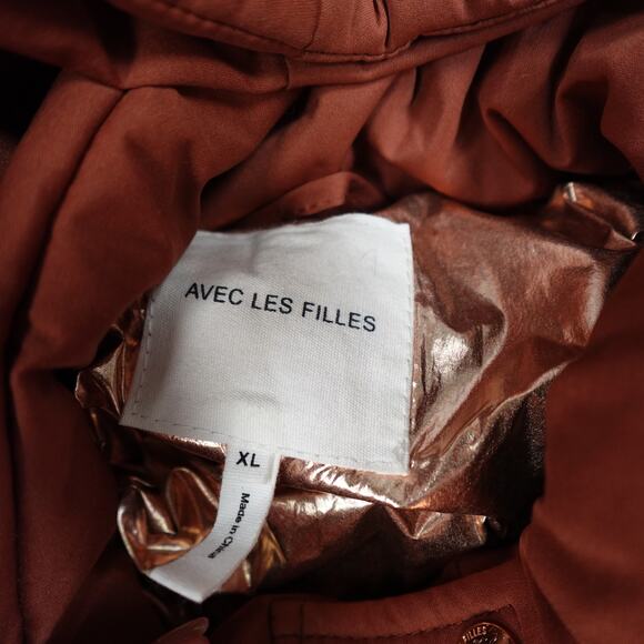 Avec Les Filles Coat Womens Extra Large Puffer Down Fill Copper Long Hooded - Picture 5 of 14